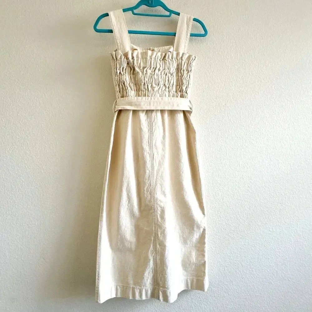 Nanushka Sally Denim Creme Midi Dress XS - Picture 6 of 13